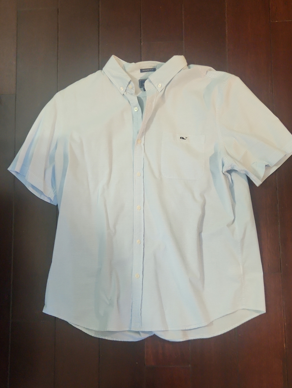 Vineyard Vines Light Blue Striped Short Sleeve Button-Down Shirt